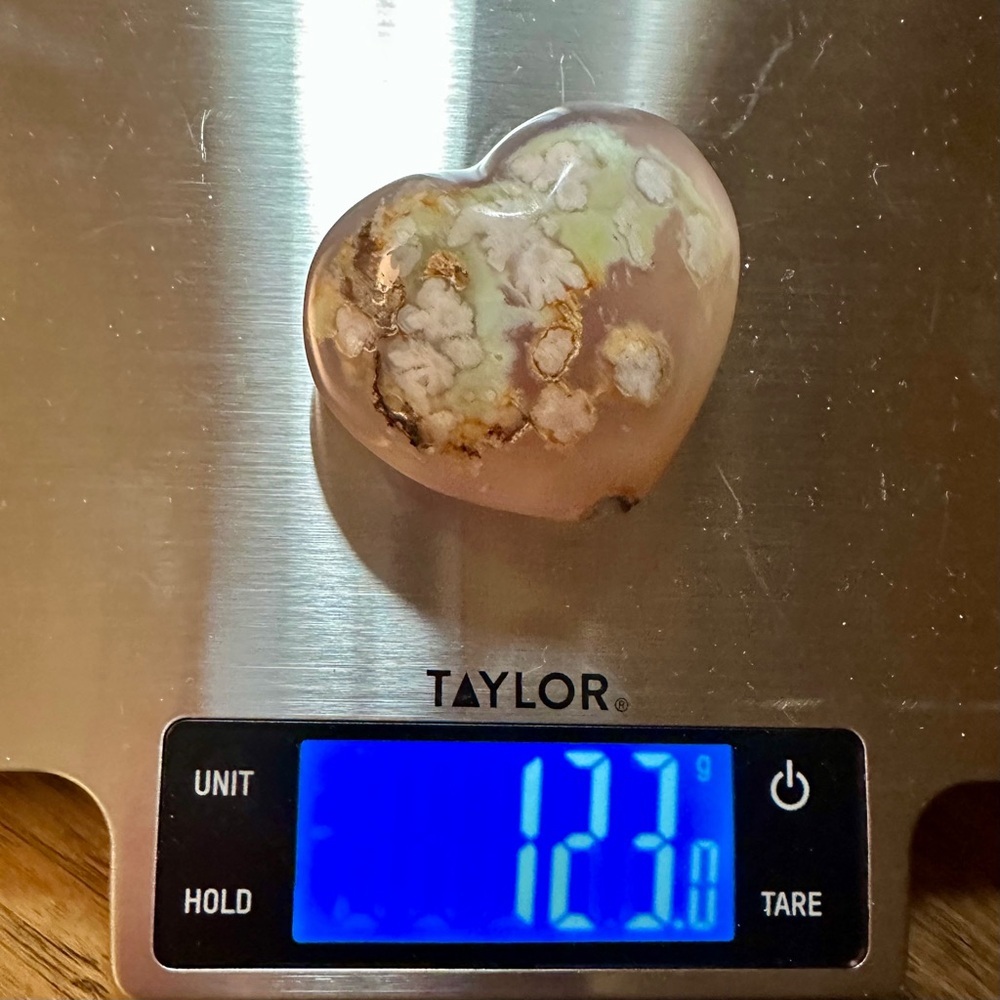 Polished natural Sakura cherry blossom Agate Stone Heart Large - Picture 8 of 9